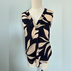 Ann Taylor Black and Cream Leaf Pattern Blouse